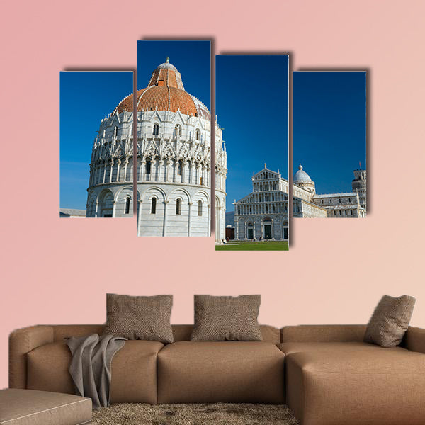 Pisa, Piazza dei miracoli with the Basilica multi panel canvas wall art