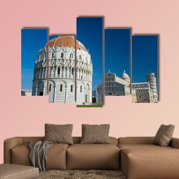 Pisa, Piazza dei miracoli with the Basilica multi panel canvas wall art