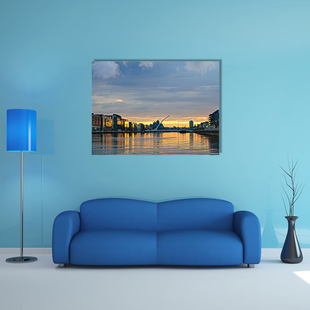 Liffey River at sunset, Dublin, Ireland multi panel canvas wall art