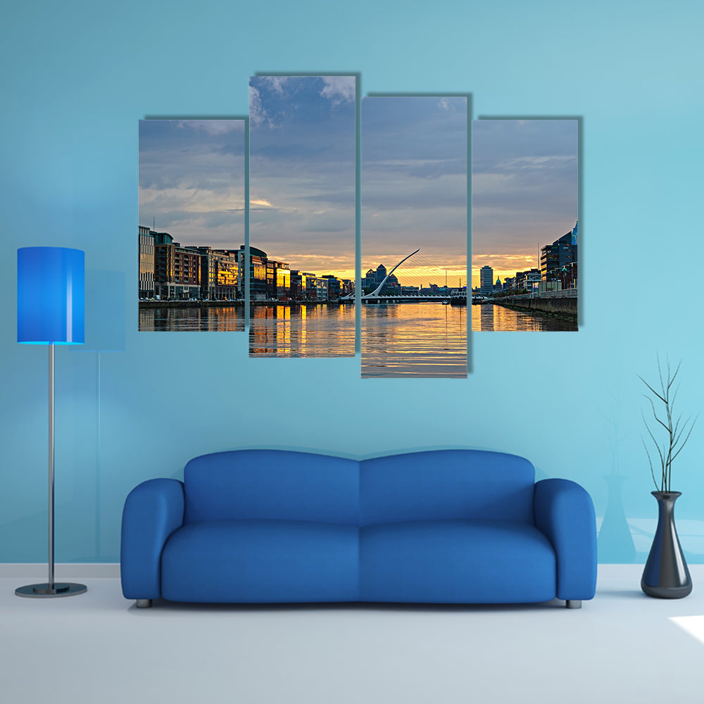 Liffey River at sunset, Dublin, Ireland multi panel canvas wall art