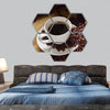 Coffee cup and coffee beans hexagonal canvas wall art