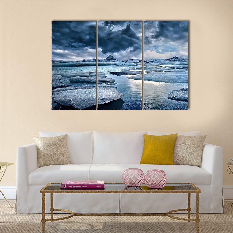 Icebergs at Jokulsarlon Glacial Lagoon in Iceland multi panel canvas wall art