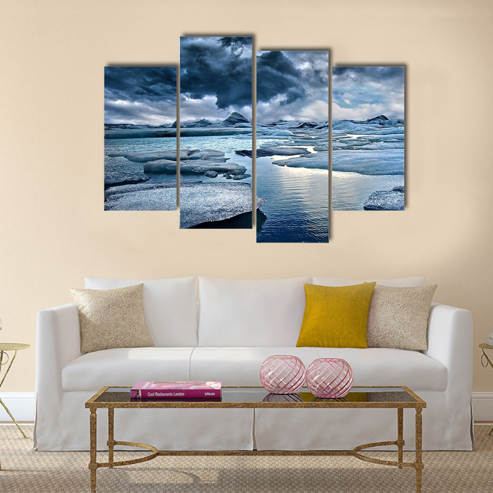 Icebergs at Jokulsarlon Glacial Lagoon in Iceland multi panel canvas wall art
