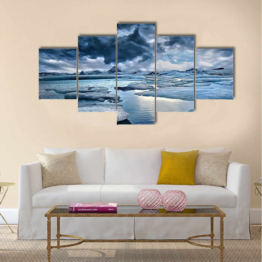 Icebergs at Jokulsarlon Glacial Lagoon in Iceland multi panel canvas wall art