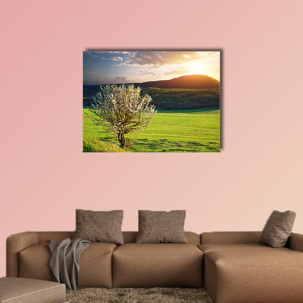 Tree in mountain meadow, Nature composition multi panel canvas wall art