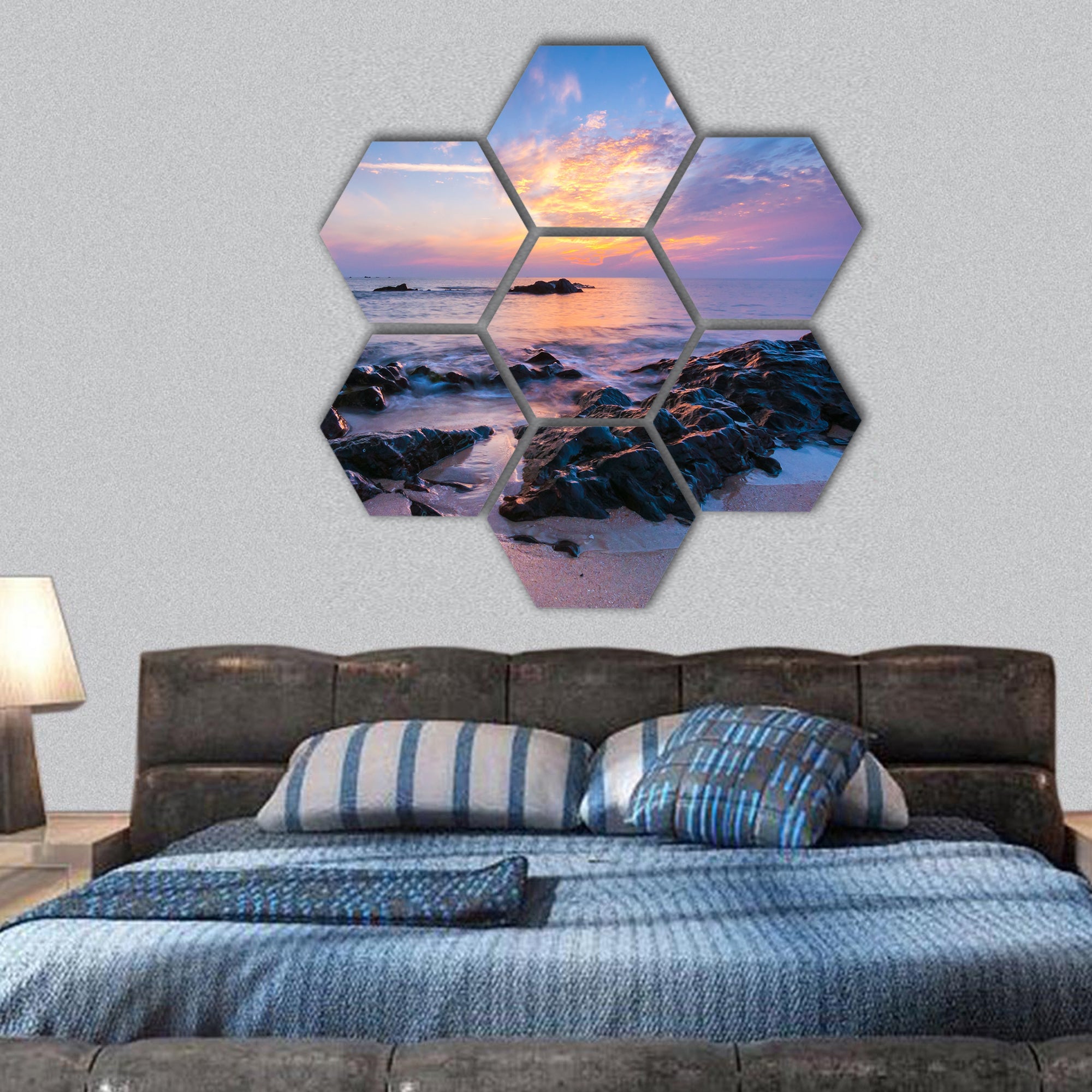 seascape Composition of nature hexagonal canvas wall art