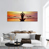 Yoga on the beach panoramic canvas wall art