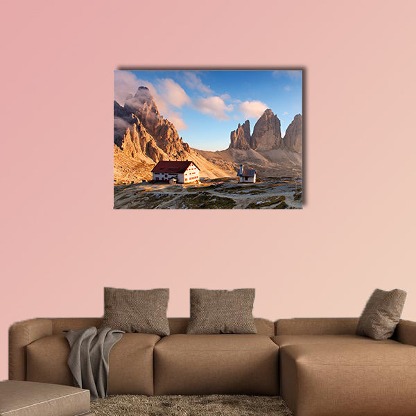 Dolomites mountain panorama in Italy at sunset - Tre Cime di wall art