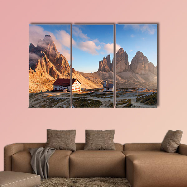 Dolomites mountain panorama in Italy at sunset - Tre Cime di wall art