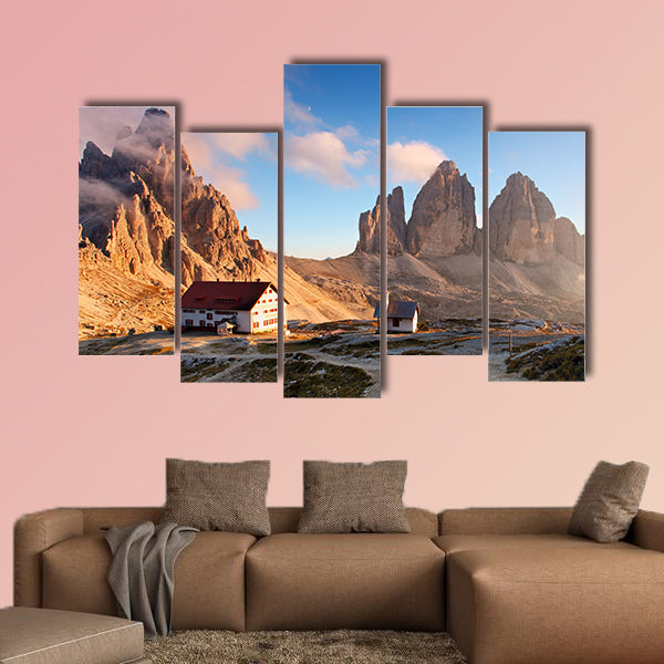 Dolomites mountain panorama in Italy at sunset - Tre Cime di wall art