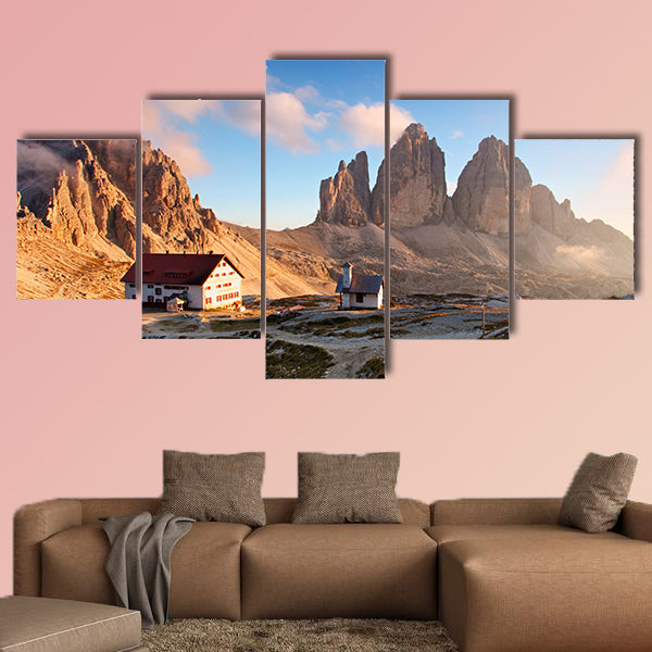 Dolomites mountain panorama in Italy at sunset - Tre Cime di wall art