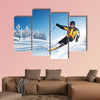 Skier in mountains, prepared piste and sunny day Multi panel canvas wall art