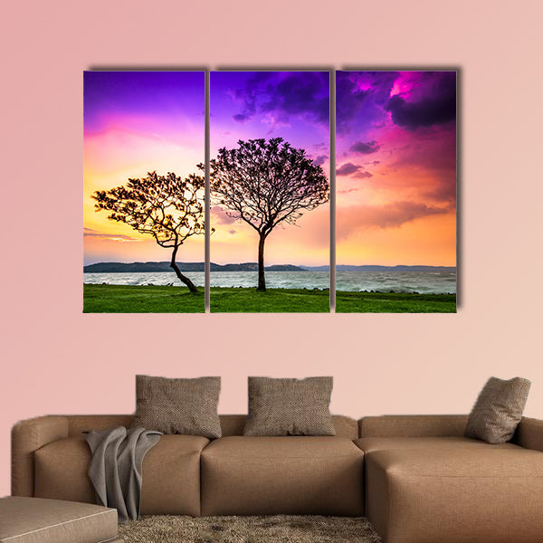 Lake Balaton with a very nice sunset at summer multi panel canvas wall art