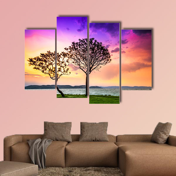 Lake Balaton with a very nice sunset at summer multi panel canvas wall art