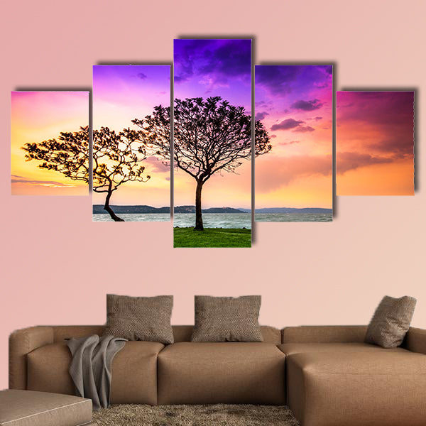 Lake Balaton with a very nice sunset at summer multi panel canvas wall art