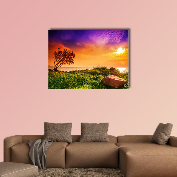 Lake Balaton with a very nice sunset at summer multi panel canvas wall art