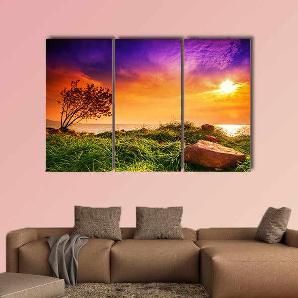 Lake Balaton with a very nice sunset at summer multi panel canvas wall art