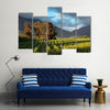 Landscape of a lush vineyard with trees against a backdrop of mountains, South Africa Multi panel canvas wall art