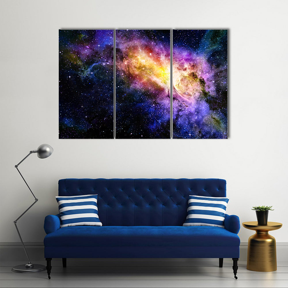 Starry Deep Outer Space Nebula And Galaxy Multi Panel Canvas Wall Art
