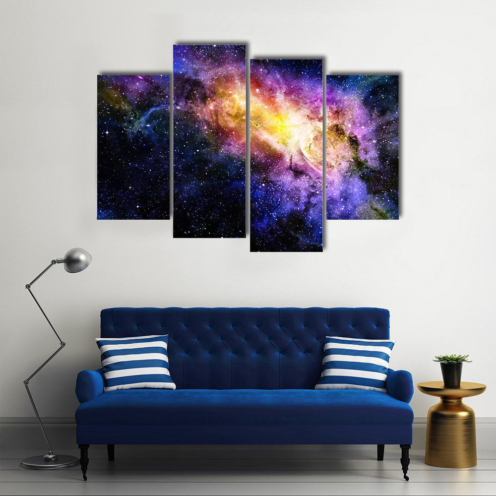 Starry Deep Outer Space Nebula And Galaxy Multi Panel Canvas Wall Art