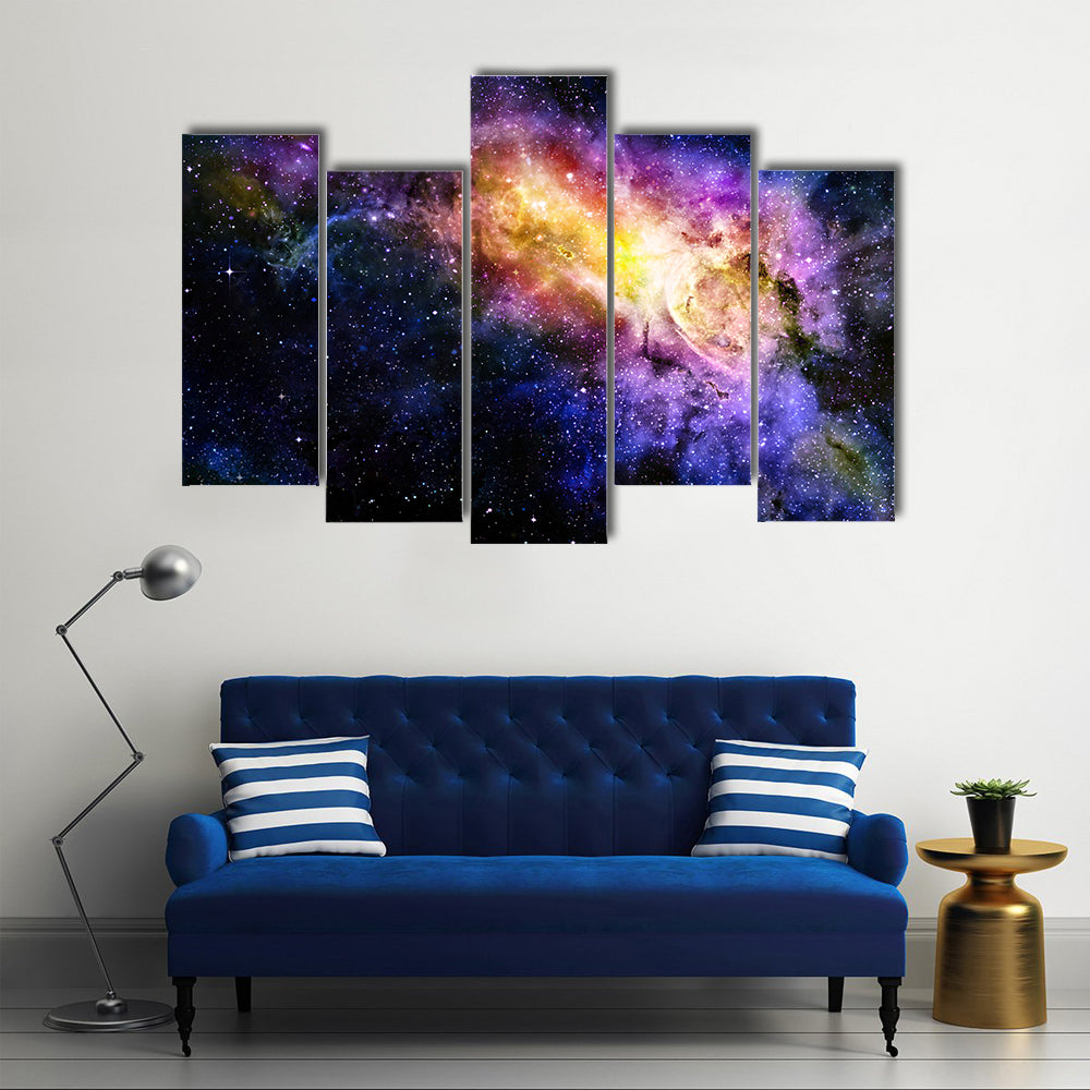 Starry Deep Outer Space Nebula And Galaxy Multi Panel Canvas Wall Art