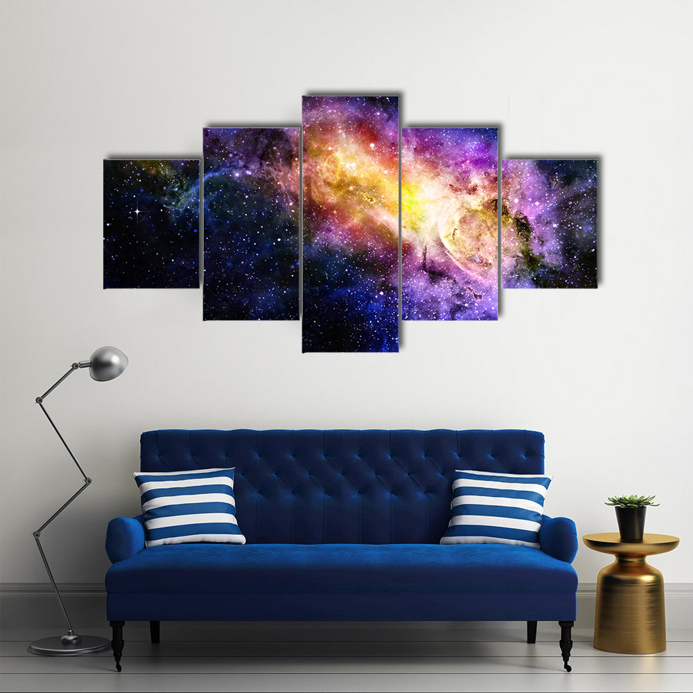 Starry Deep Outer Space Nebula And Galaxy Multi Panel Canvas Wall Art