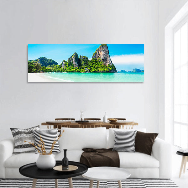 Beauty beach and limestone rocks panoramic canvas wall art