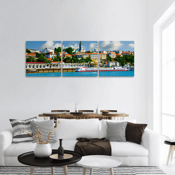 Orthodox Cathedral Church over river Sava panoramic canvas wall art