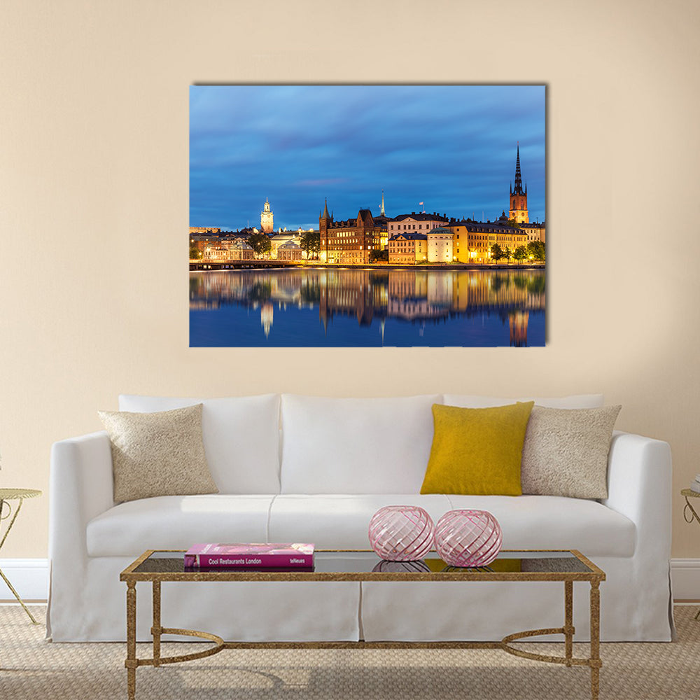Evening summer scenery of the Old Town Sweden multi panel canvas wall art