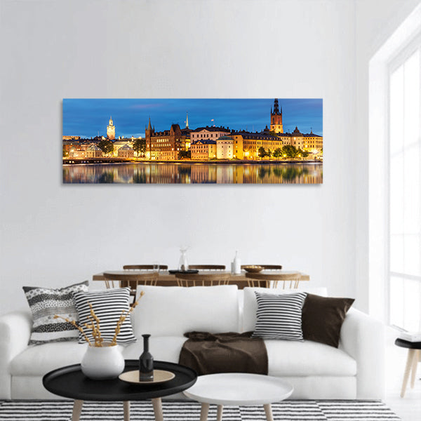 Old Town Gamla Stan in Stockholm, Sweden panoramic canvas wall art