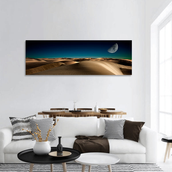 Night in the desert sand dunes panoramic canvas wall art