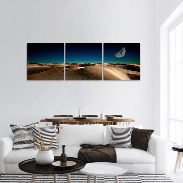 Night in the desert sand dunes panoramic canvas wall art