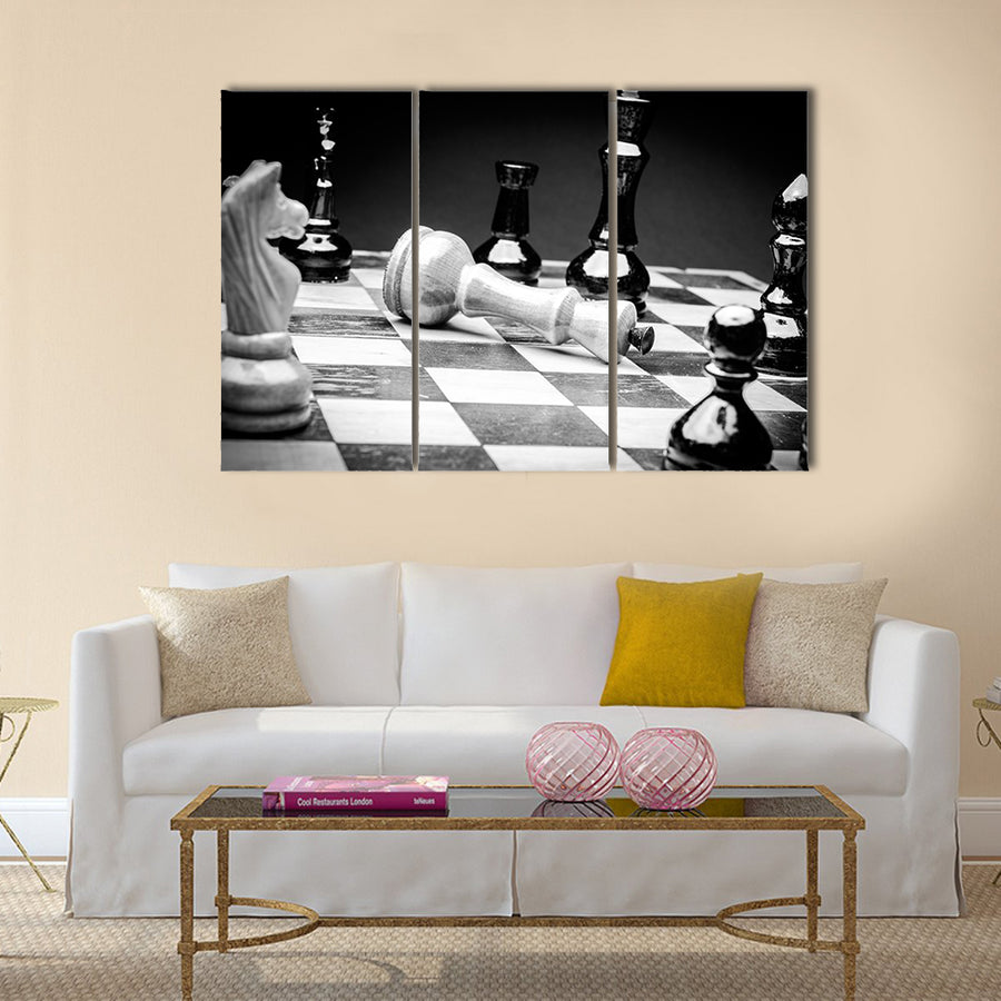 Black and White Chess board multi panel canvas wall art