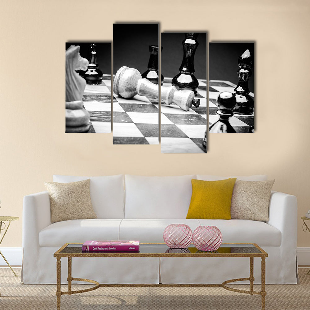 Black and White Chess board multi panel canvas wall art