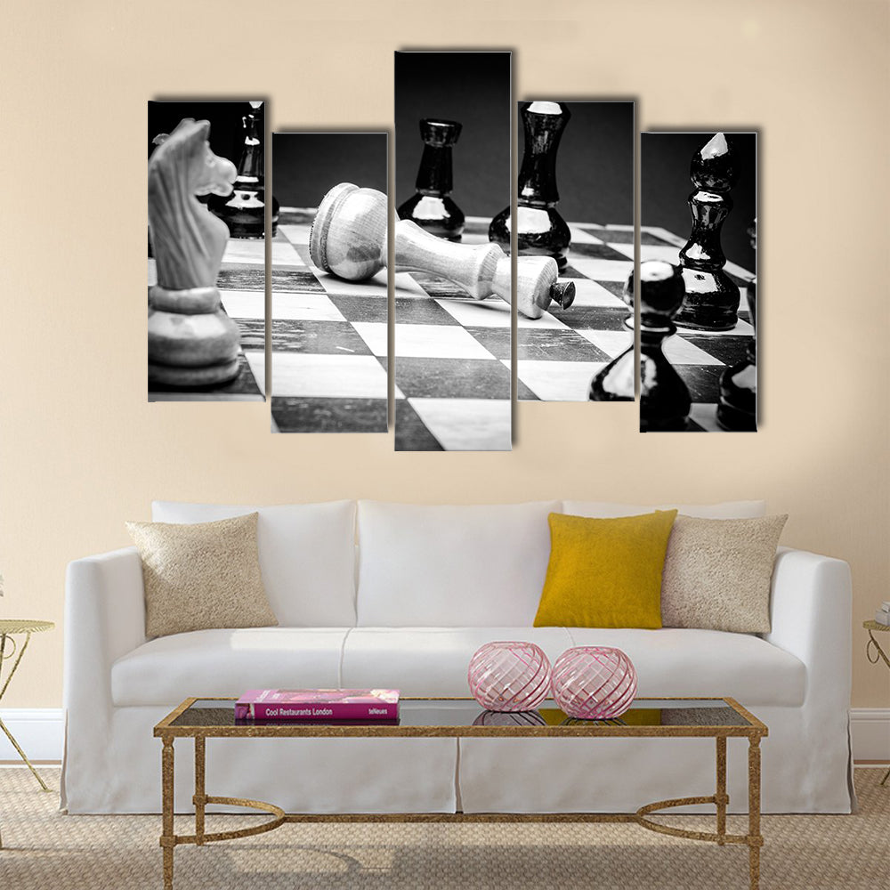 Black and White Chess board multi panel canvas wall art