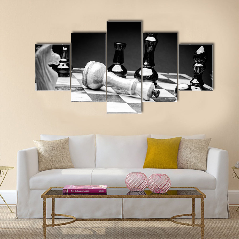 Black and White Chess board multi panel canvas wall art