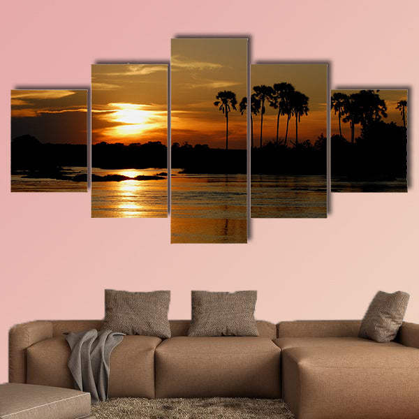 Sunset Zambezi Zimbabwe Victoria Falls Multi panel canvas wall art