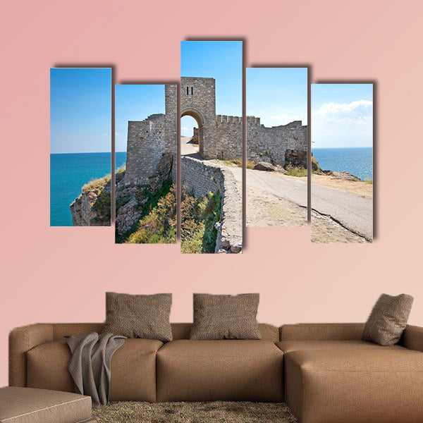 Old gate guarding the entrance in the medieval fortress multi panel canvas wall art