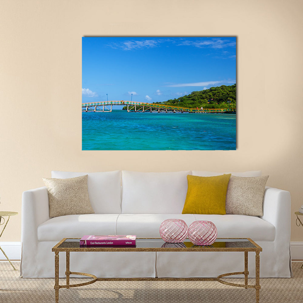 View Of A Bridge Connecting Twotropical Islands In Colimbia, Multi Panel Canvas Wall Art