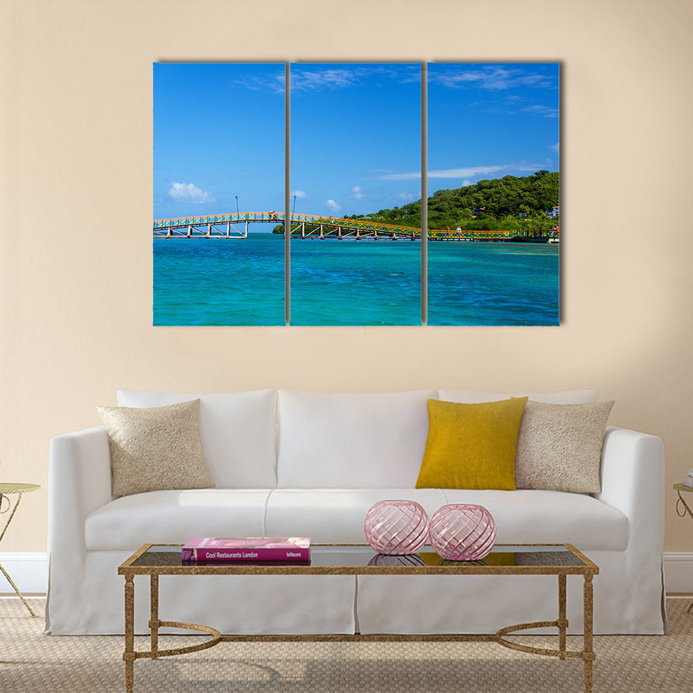 View Of A Bridge Connecting Twotropical Islands In Colimbia, Multi Panel Canvas Wall Art