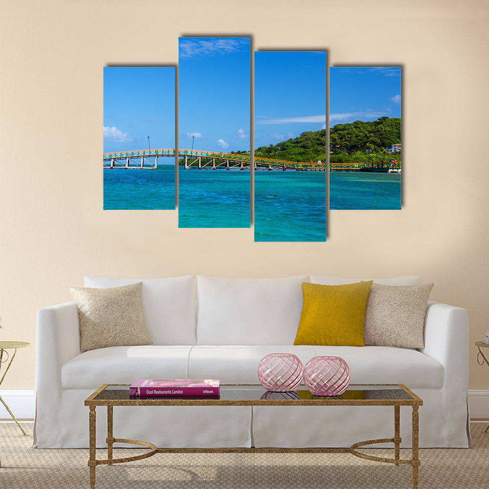 View Of A Bridge Connecting Twotropical Islands In Colimbia, Multi Panel Canvas Wall Art