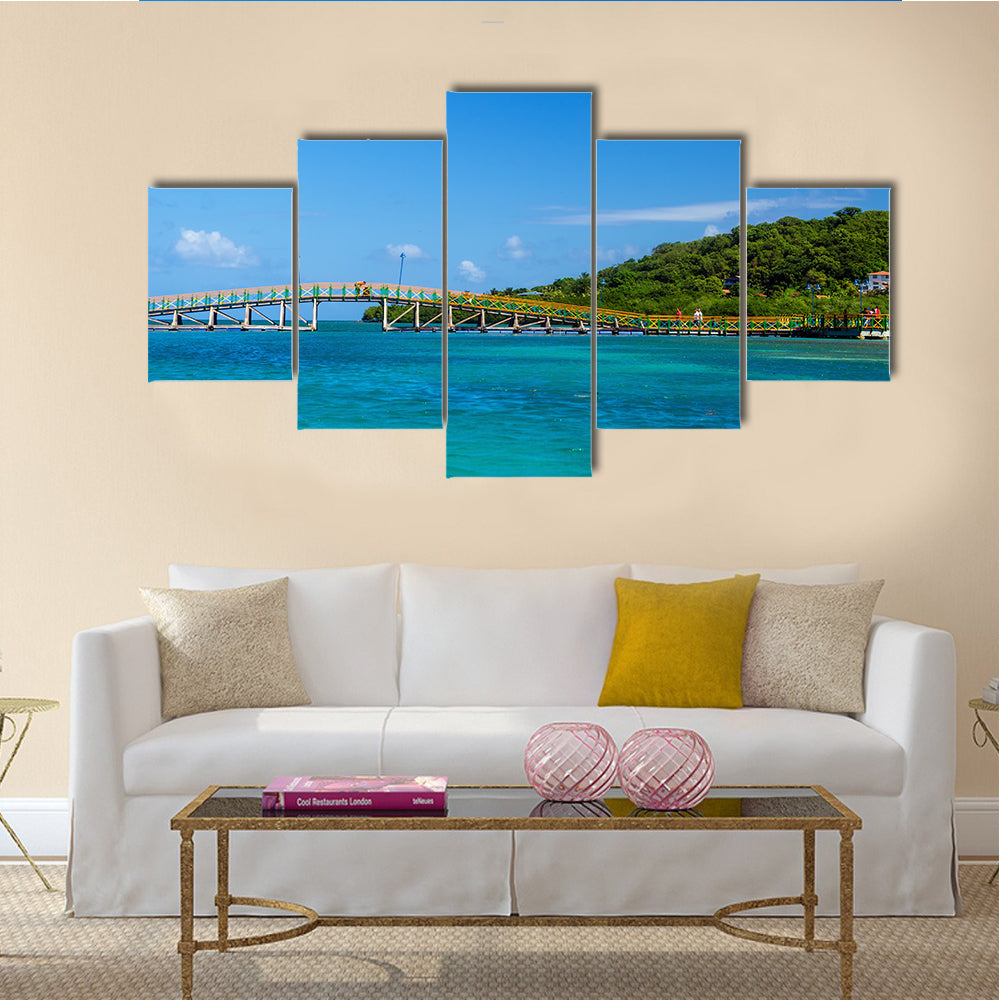 View Of A Bridge Connecting Twotropical Islands In Colimbia, Multi Panel Canvas Wall Art