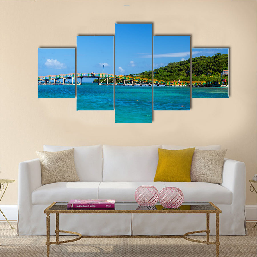 View Of A Bridge Connecting Twotropical Islands In Colimbia, Multi Panel Canvas Wall Art