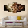 Roaring lion against stormy sky Multi panel canvas wall art