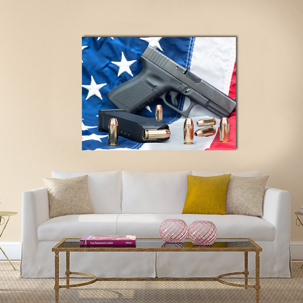 A handgun with a full magazine multi panel canvas wall art