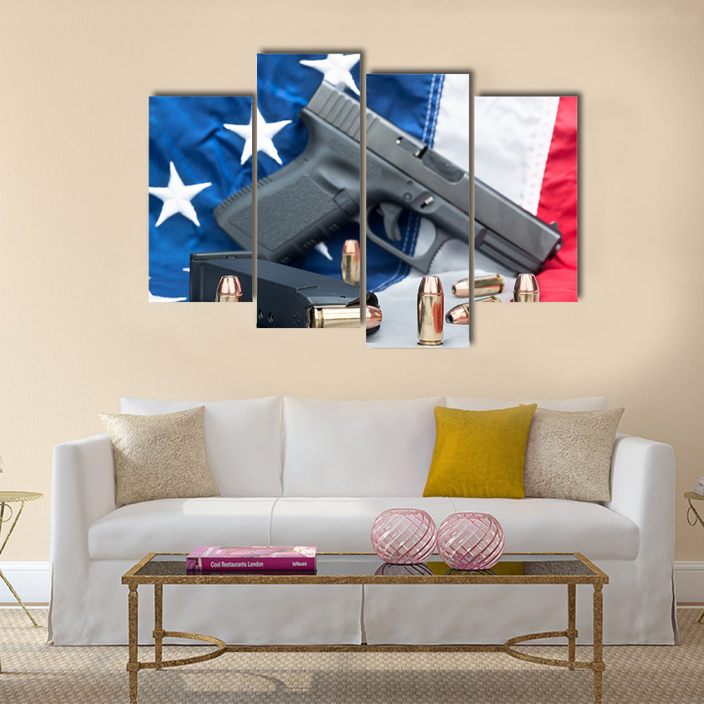 A handgun with a full magazine multi panel canvas wall art