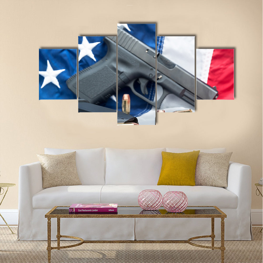 A handgun with a full magazine multi panel canvas wall art