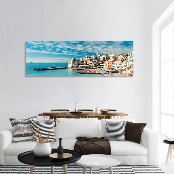 View of Bogliasco. Bogliasco is a ancient fishing village in Italy panoramic canvas wall art