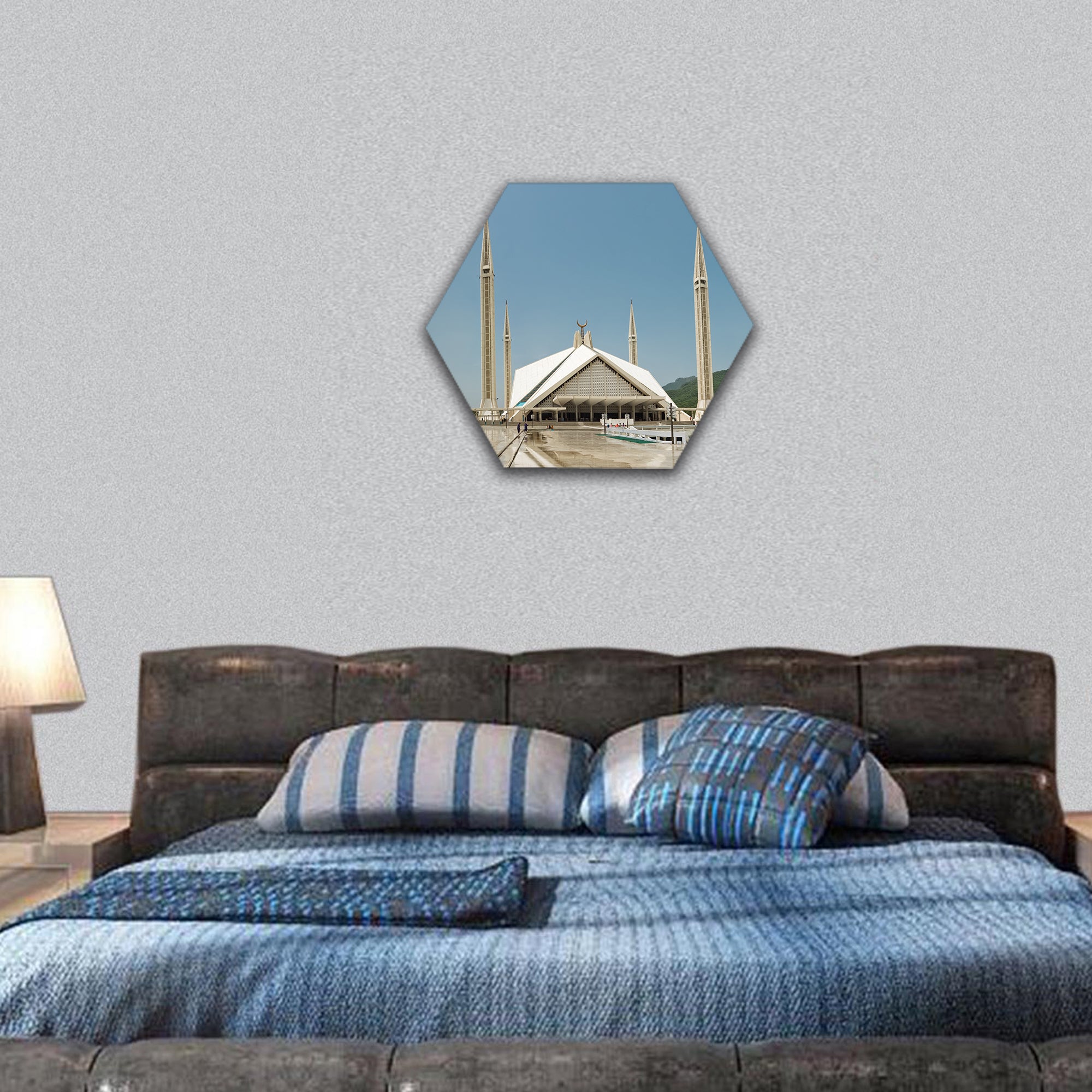 Faisal Mosque in Islamabad hexagonal canvas wall art