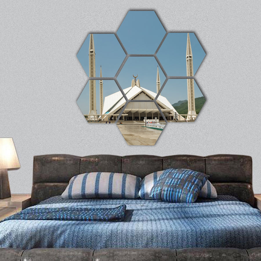 Faisal Mosque in Islamabad hexagonal canvas wall art